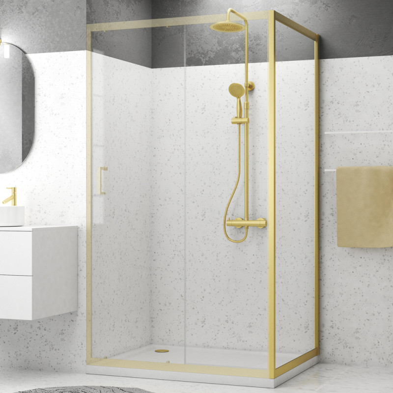 Paroi de douche fixe Factory Gold 90 x 200 cm AURLANE Paroi de douche fixe Factory Gold 90 x 200 cm AURLANE