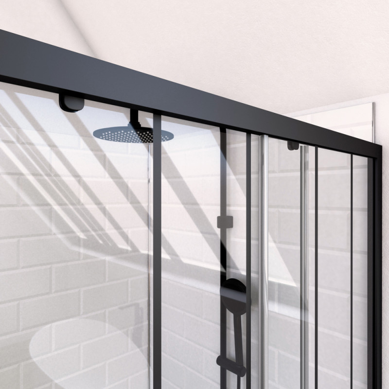 Paroi de douche à double porte coulissante Factor X noire 160 x 200 cm AURLANE Paroi de douche à double porte coulissante Factor X noire 160 x 200 cm AURLANE