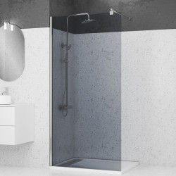 Paroi de douche verre fumé Parma 2 chrome 100 x 200 cm AURLANE Paroi de douche verre fumé Parma 2 chrome 100 x 200 cm AURLANE