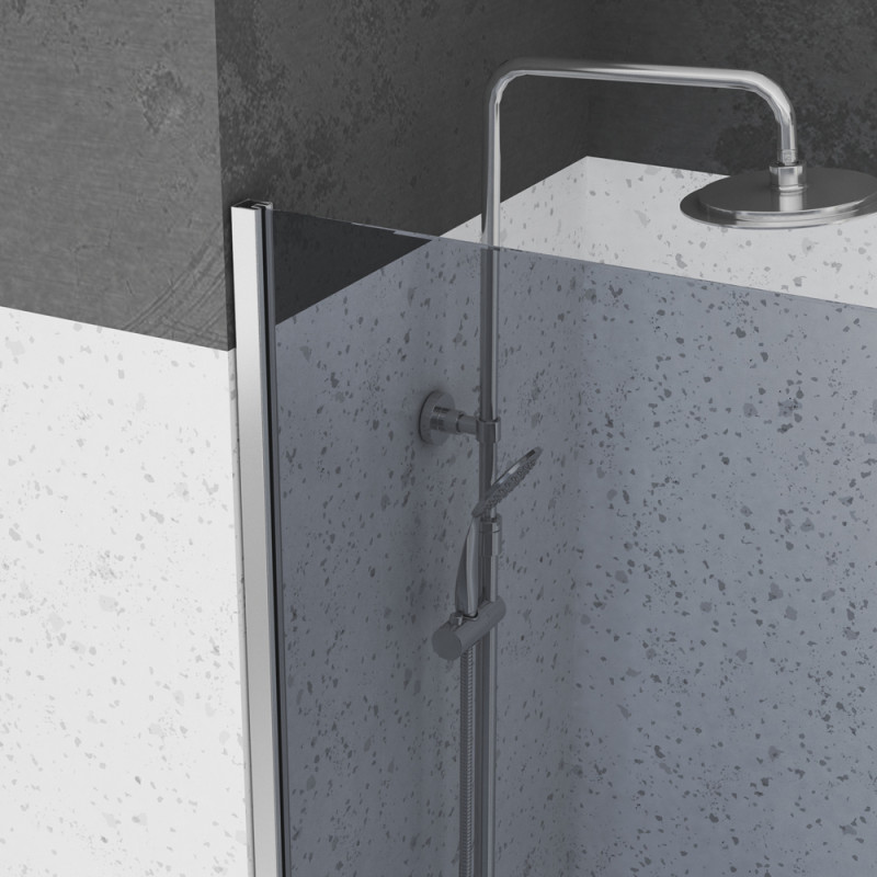 Paroi de douche verre fumé Parma 2 chrome 100 x 200 cm AURLANE Paroi de douche verre fumé Parma 2 chrome 100 x 200 cm AURLANE