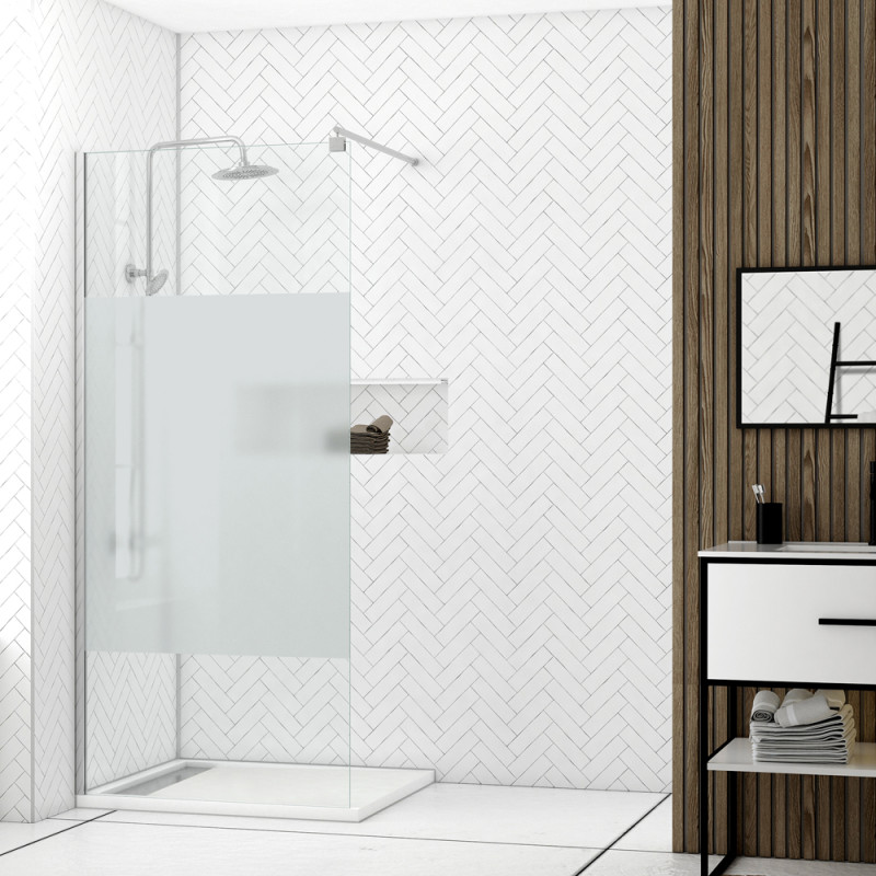Paroi de douche verre dépoli Parma 2 chrome 100 x 200 cm AURLANE Paroi de douche verre dépoli Parma 2 chrome 100 x 200 cm AURLANE