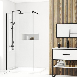 Paroi de douche transparente Parma 2 noire 100 x 200 cm AURLANE Paroi de douche transparente Parma 2 noire 100 x 200 cm AURLANE