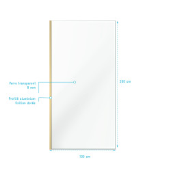 Paroi de douche transparente Parma 2 or 100 x 200 cm AURLANE Paroi de douche transparente Parma 2 or 100 x 200 cm AURLANE