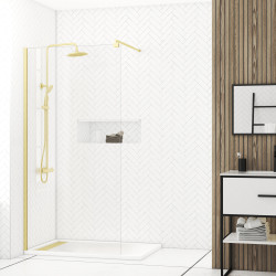 Paroi de douche transparente Parma 2 or 100 x 200 cm AURLANE Paroi de douche transparente Parma 2 or 100 x 200 cm AURLANE