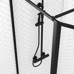 Paroi de douche avec volet Dark Edge noire 80 + 40 x 200 cm AURLANE Paroi de douche avec volet Dark Edge noire 80 + 40 x 200 cm AURLANE