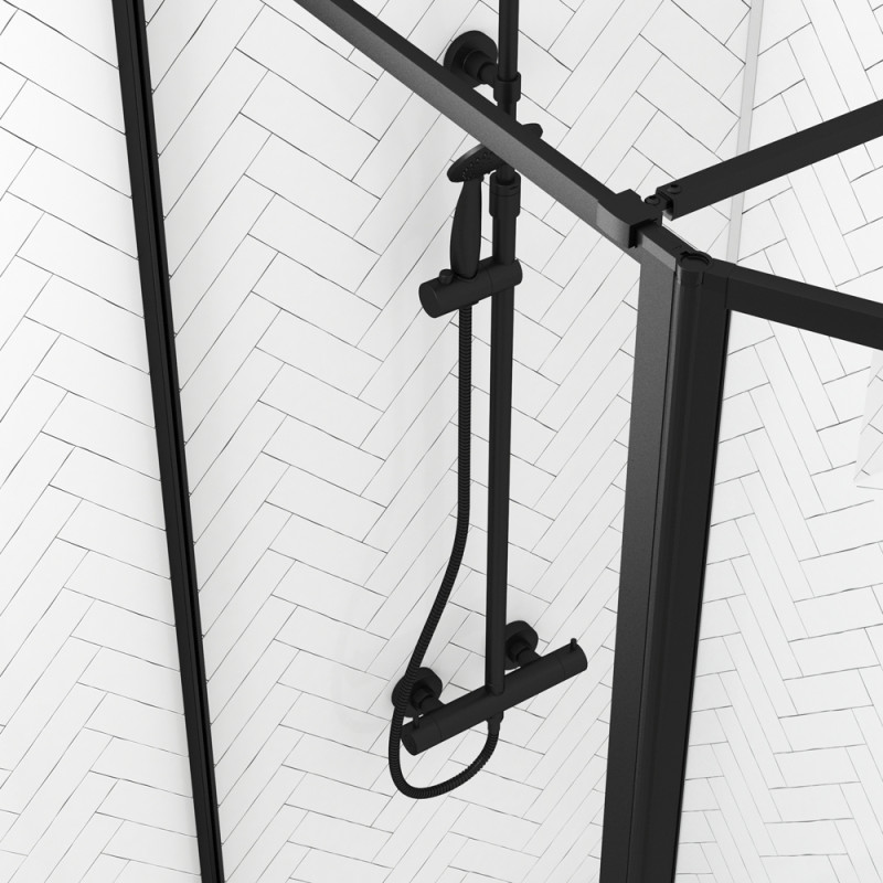Paroi de douche avec volet Dark Edge noire 80 + 40 x 200 cm AURLANE Paroi de douche avec volet Dark Edge noire 80 + 40 x 200 cm AURLANE