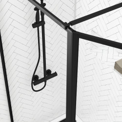 Paroi de douche avec volet Dark Edge noire 100 + 40 x 200 cm AURLANE Paroi de douche avec volet Dark Edge noire 100 + 40 x 200 cm AURLANE