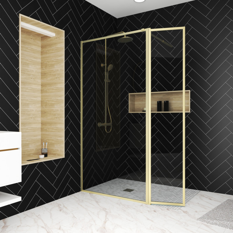 Paroi de douche avec volet Golden Edge 100 + 40 x 200 cm AURLANE