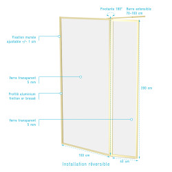 Paroi de douche avec volet Golden Edge 100 + 40 x 200 cm AURLANE Paroi de douche avec volet Golden Edge 100 + 40 x 200 cm AURLANE