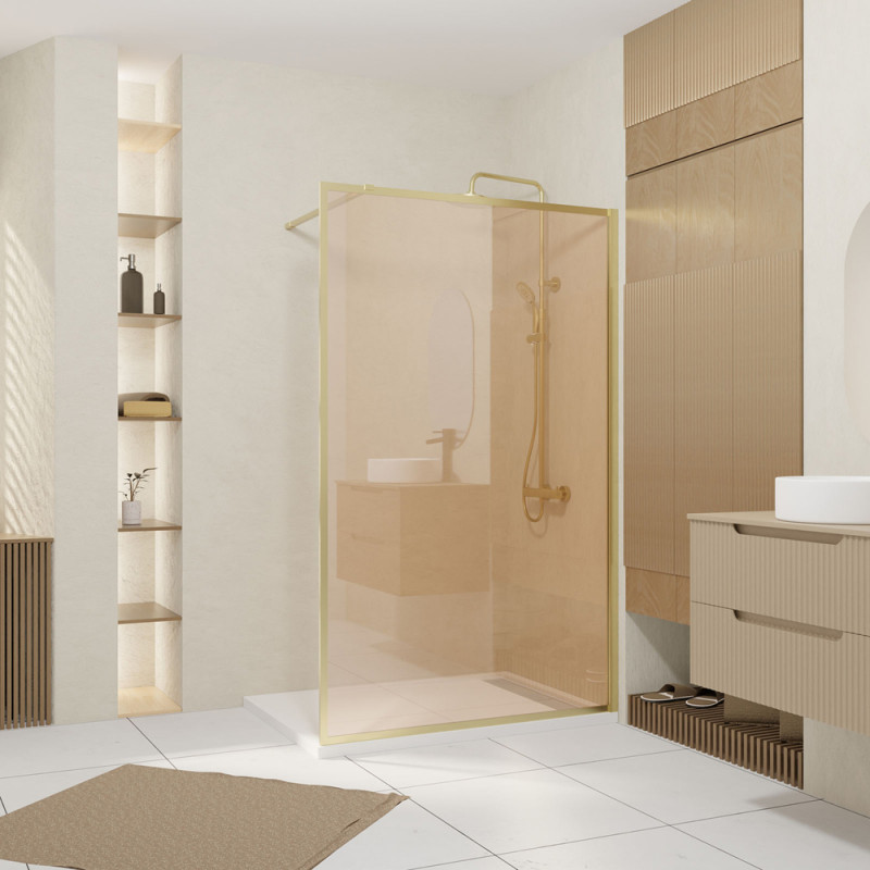 Paroi de douche verre brun Golden Edge 120 x 200 cm AURLANE Paroi de douche verre brun Golden Edge 120 x 200 cm AURLANE