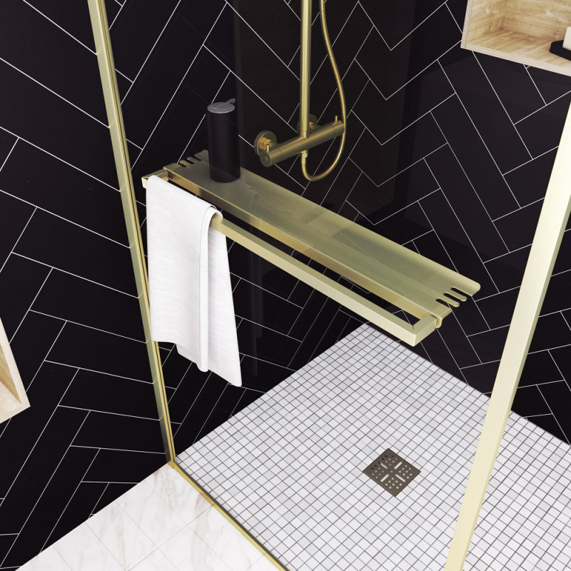 Paroi de douche Golden Edge Shelf 90 x 200 cm AURLANE Paroi de douche Golden Edge Shelf 90 x 200 cm AURLANE