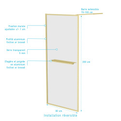 Paroi de douche Golden Edge Shelf 90 x 200 cm AURLANE Paroi de douche Golden Edge Shelf 90 x 200 cm AURLANE