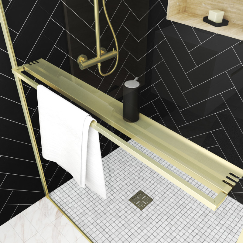 Paroi de douche Golden Edge Shelf 120 x 200 cm AURLANE Paroi de douche Golden Edge Shelf 120 x 200 cm AURLANE