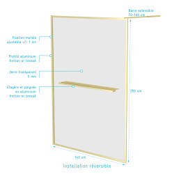 Paroi de douche Golden Edge Shelf 140 x 200 cm AURLANE Paroi de douche Golden Edge Shelf 140 x 200 cm AURLANE