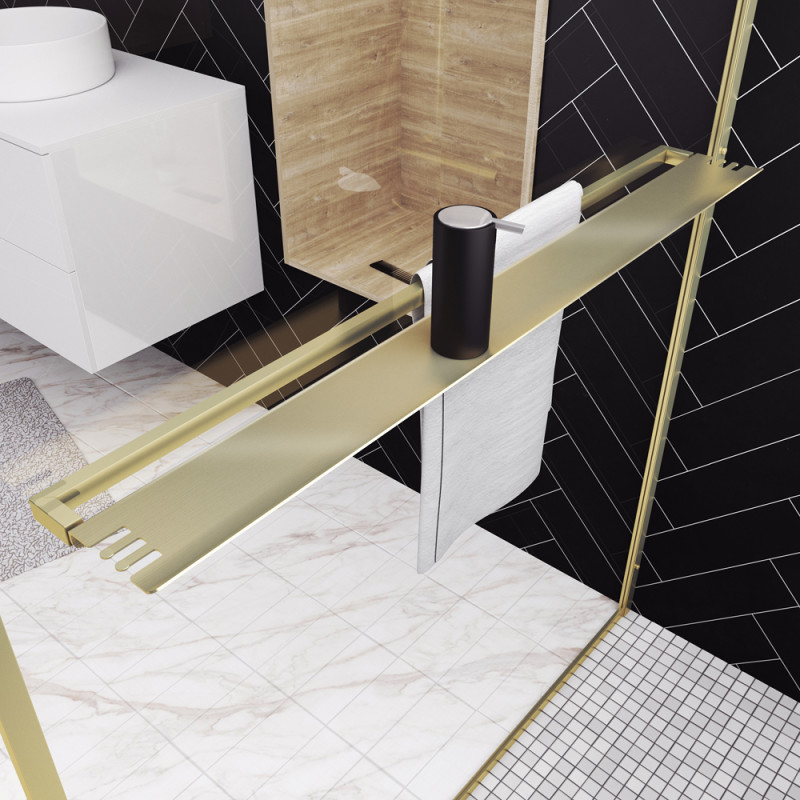 Paroi de douche Golden Edge Shelf 140 x 200 cm AURLANE Paroi de douche Golden Edge Shelf 140 x 200 cm AURLANE