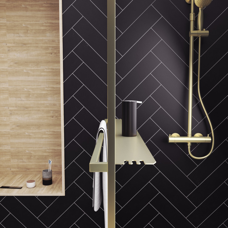 Paroi de douche Golden Edge Shelf 140 x 200 cm AURLANE Paroi de douche Golden Edge Shelf 140 x 200 cm AURLANE