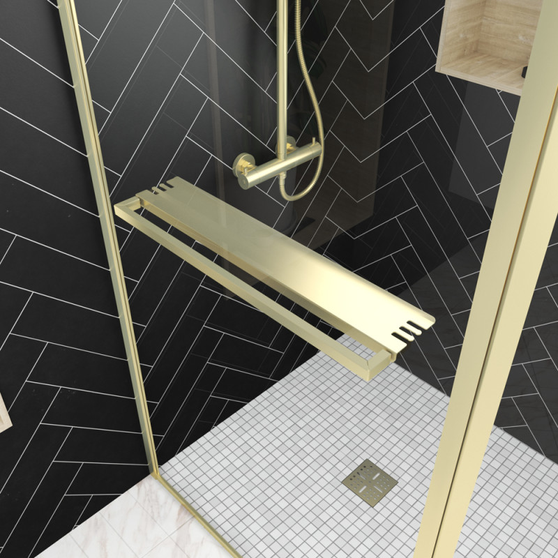 Paroi de douche avec volet Golden Edge Shelf 90 + 40 x 200 cm AURLANE Paroi de douche avec volet Golden Edge Shelf 90 + 40 x 200 cm AURLANE