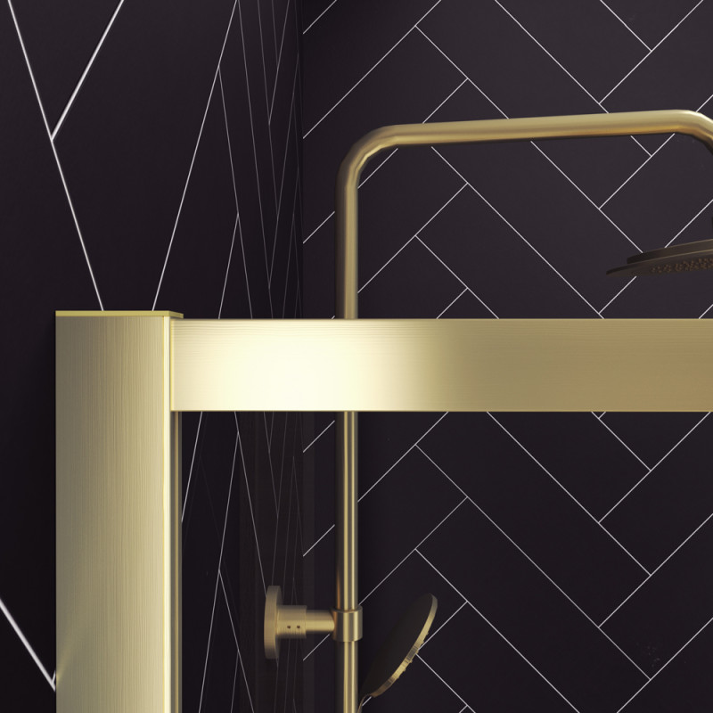 Paroi de douche avec volet Golden Edge Shelf 90 + 40 x 200 cm AURLANE Paroi de douche avec volet Golden Edge Shelf 90 + 40 x 200 cm AURLANE