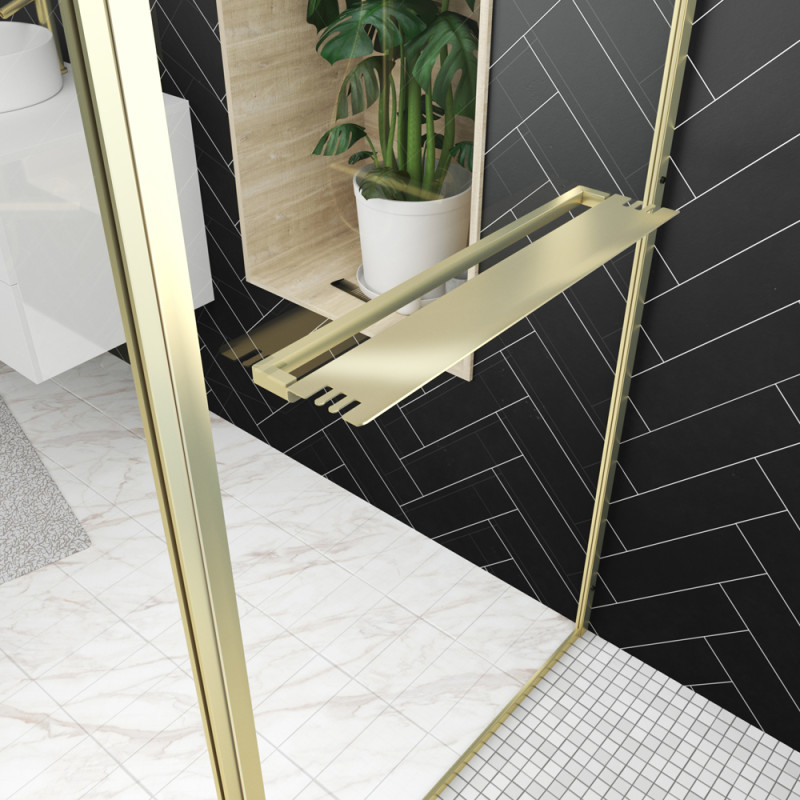 Paroi de douche avec volet Golden Edge Shelf 90 + 40 x 200 cm AURLANE Paroi de douche avec volet Golden Edge Shelf 90 + 40 x 200 cm AURLANE