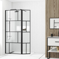 Paroi de douche avec volet Bricks noir 80 + 40 x 195 cm AURLANE Paroi de douche avec volet Bricks noir 80 + 40 x 195 cm AURLANE