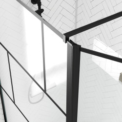 Paroi de douche avec volet Bricks noir 100 + 40 x 195 cm AURLANE