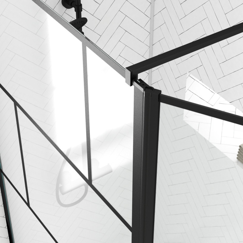 Paroi de douche avec volet Bricks noir 100 + 40 x 195 cm AURLANE