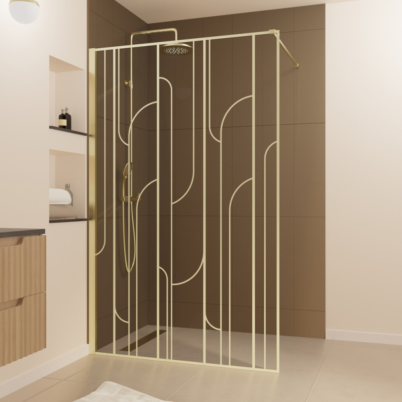 Paroi de douche Art Deco arrondi or 120 x 195 cm AURLANE Paroi de douche Art Deco arrondi or 120 x 195 cm AURLANE