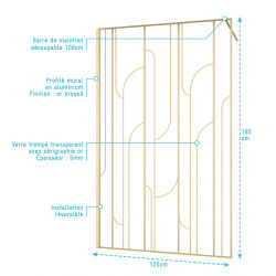 Paroi de douche Art Deco arrondi or 120 x 195 cm AURLANE Paroi de douche Art Deco arrondi or 120 x 195 cm AURLANE