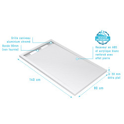 Receveur de douche avec grille linéaire Pedra blanc 80 x 140 cm AURLANE Receveur de douche avec grille linéaire Pedra blanc 80 x 140 cm AURLANE