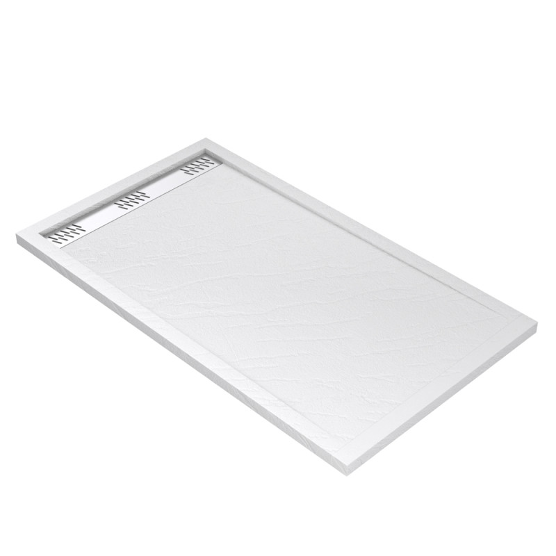 Receveur de douche avec grille linéaire Pedra blanc 80 x 140 cm AURLANE