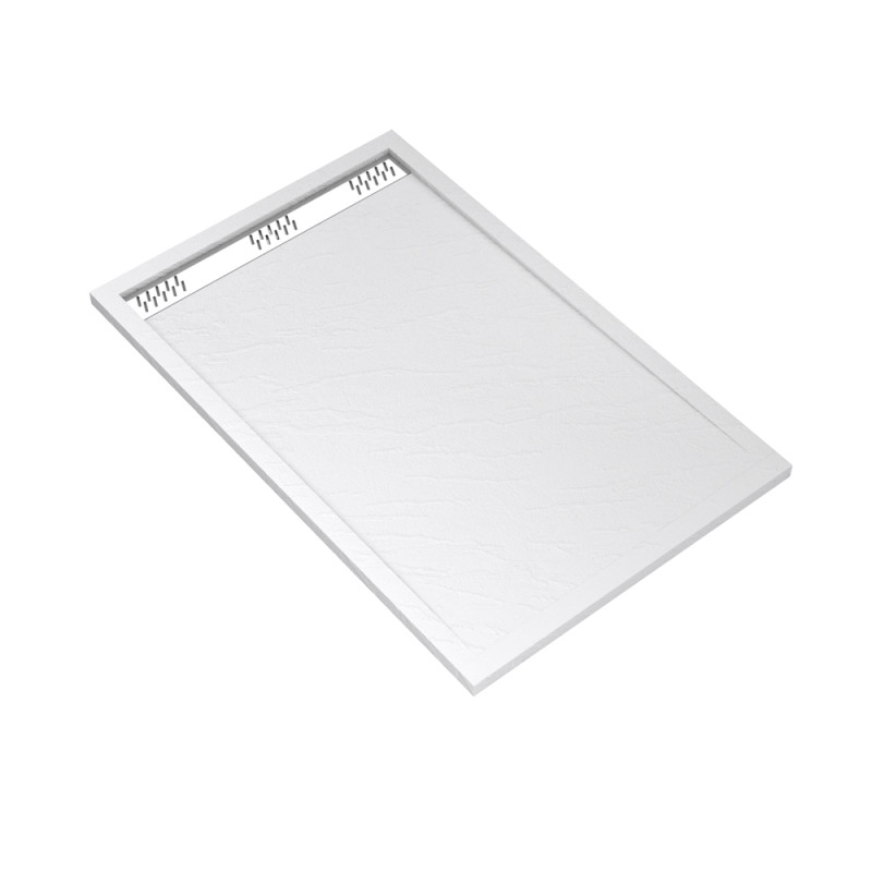 Receveur de douche avec grille linéaire Pedra blanc 90 x 140 cm AURLANE