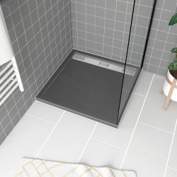 Receveur de douche avec grille linéaire Pedra gris 80 x 80 cm AURLANE