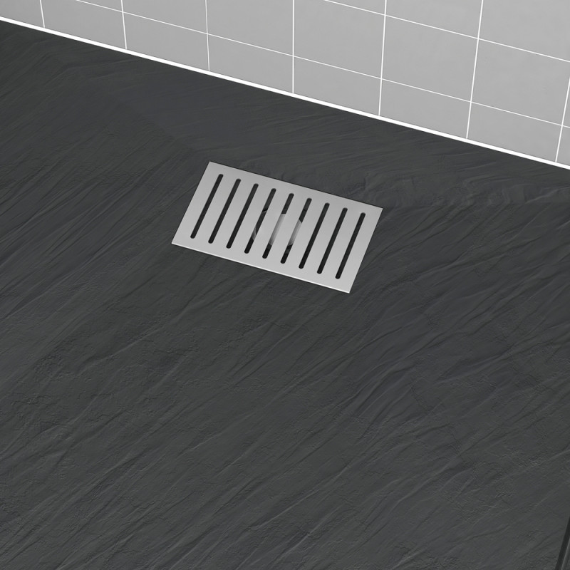 Grille rainurée pour receveur de douche Stone 2 acier AURLANE Grille rainurée pour receveur de douche Stone 2 acier AURLANE