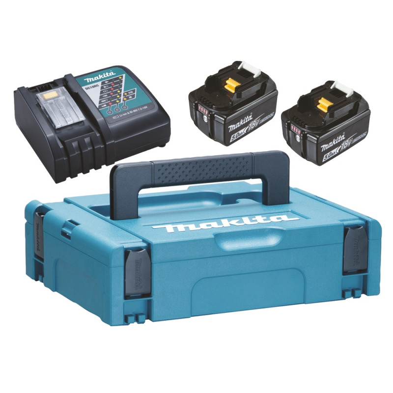 Set de 2 batteries Lithium-Ion avec chargeur 18 V 5 Ah MAKITA