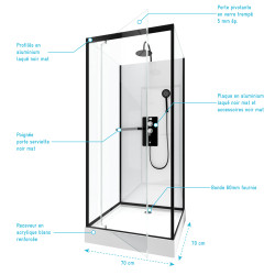 Cabine de douche City carrée 70 x 70 x 225 cm AURLANE