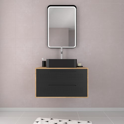 Meuble sous-plan Dotz chêne naturel et noir 80 cm AURLANE