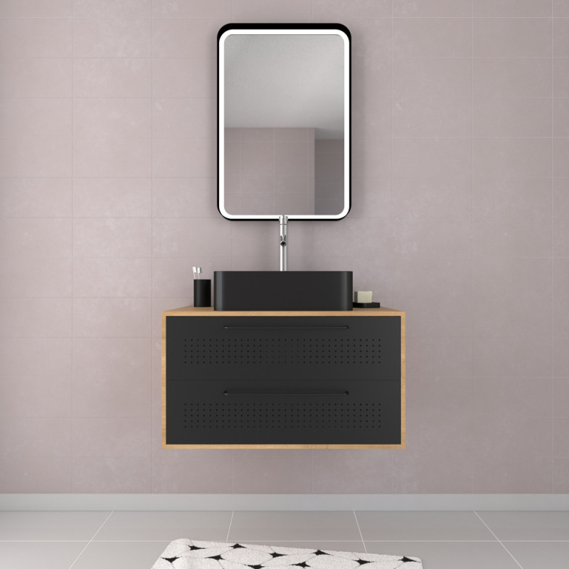 Meuble sous-plan Dotz chêne naturel et noir 80 cm AURLANE