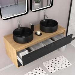 Meuble sous-plan Dotz chêne naturel et noir 120 cm AURLANE