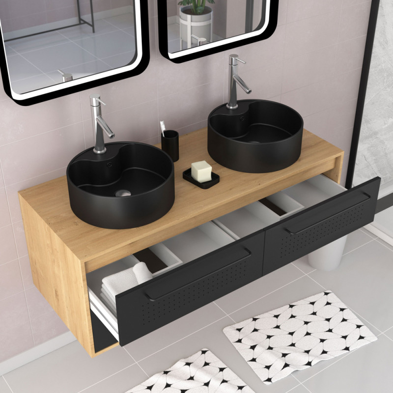 Meuble sous-plan Dotz chêne naturel et noir 120 cm AURLANE