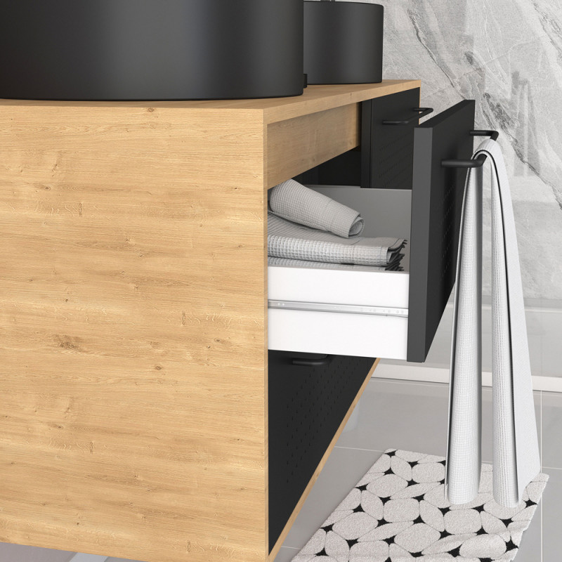 Meuble sous-plan Dotz chêne naturel et noir 120 cm AURLANE