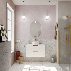 Meuble sous-plan Lofty blanc et or 80 cm AURLANE