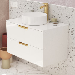 Meuble sous-plan Lofty blanc et or 80 cm AURLANE