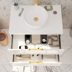 Meuble sous-plan Lofty blanc et or 80 cm AURLANE