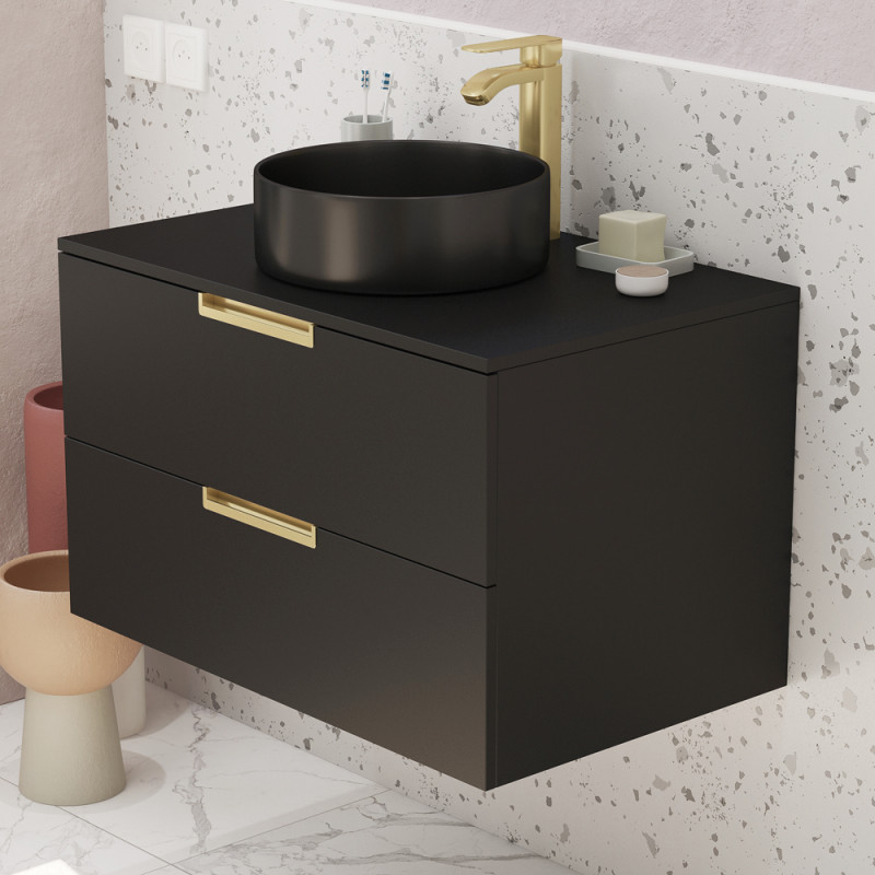 Meuble sous-plan Lofty noir et or 80 cm AURLANE Meuble sous-plan Lofty noir et or 80 cm AURLANE