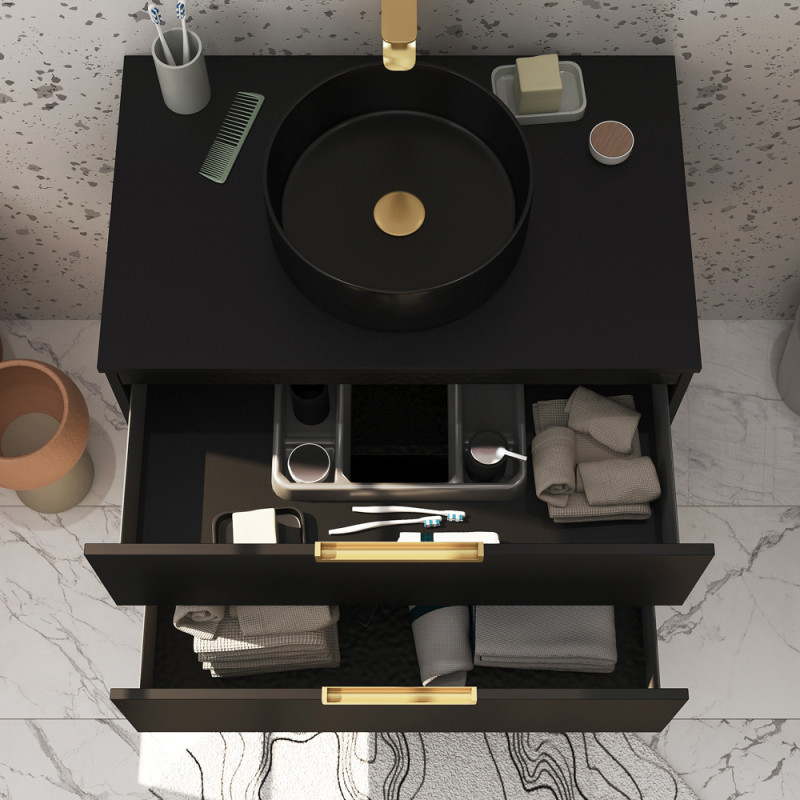 Meuble sous-plan Lofty noir et or 80 cm AURLANE Meuble sous-plan Lofty noir et or 80 cm AURLANE