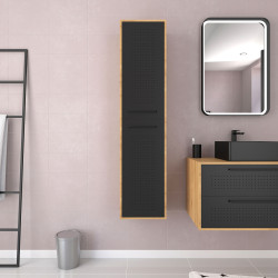 Colonne de salle de bain Dotz chêne naturel et noir 35 cm AURLANE Colonne de salle de bain Dotz chêne naturel et noir 35 cm AURLANE