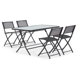 Ensemble de jardin Calvi : Table & 4 Chaises Extérieur | OVIALA