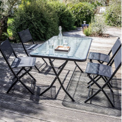 Ensemble de jardin Calvi : Table & 4 Chaises Extérieur | OVIALA
