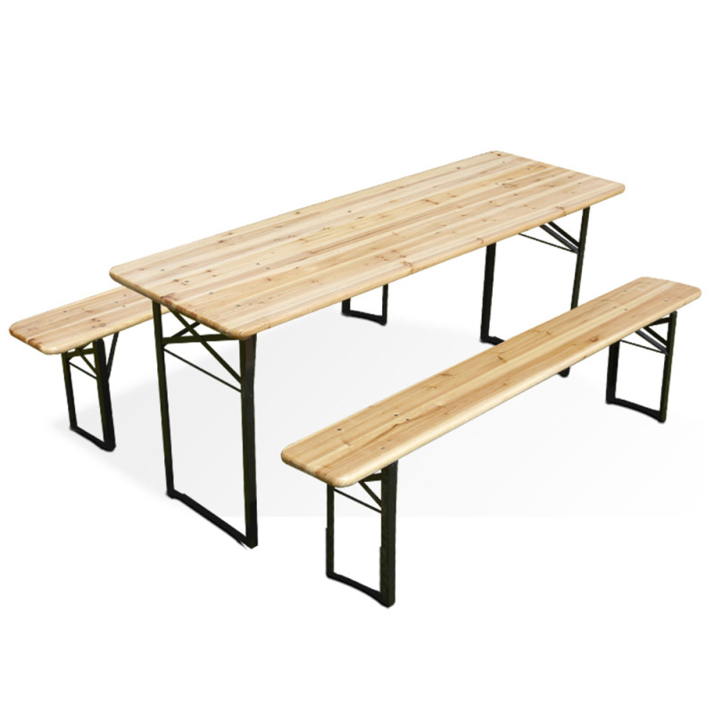 Ensemble de jardin Brasseur : 1 table et 2 bancs