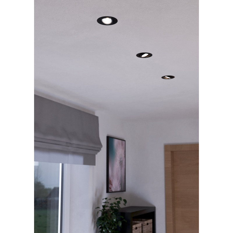 Spot encastrable LED Saliceto noir dimmable Ø 8,8 cm 6 W 3 pièces EGLO